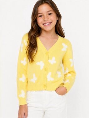DKNY Youth 2-Piece Cardigan Set, Pink Shirt & Yellow Cardigan